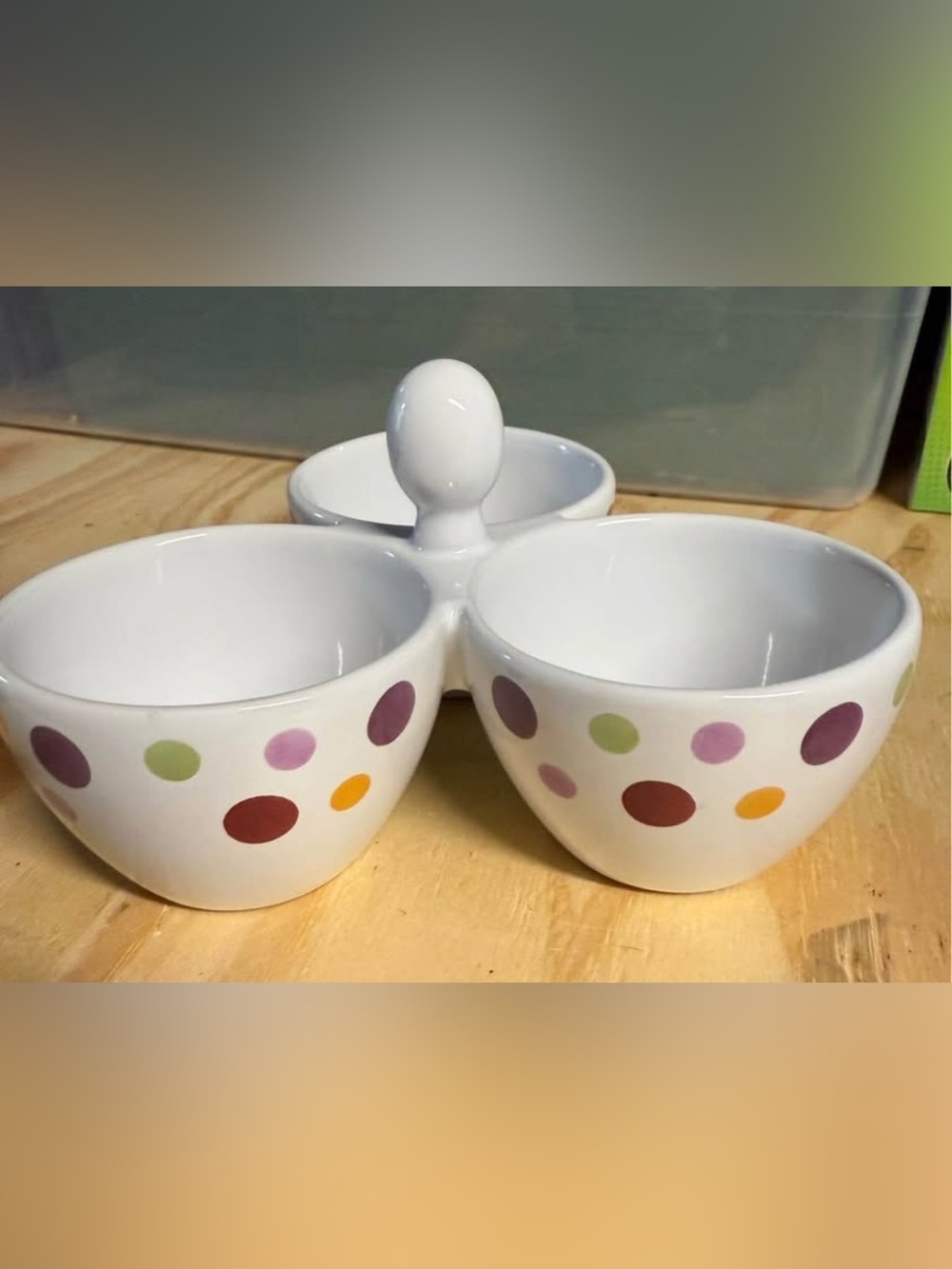 Pampered Chef Simple Additions Polka Dot 3-Part Trio Serving Dish,
